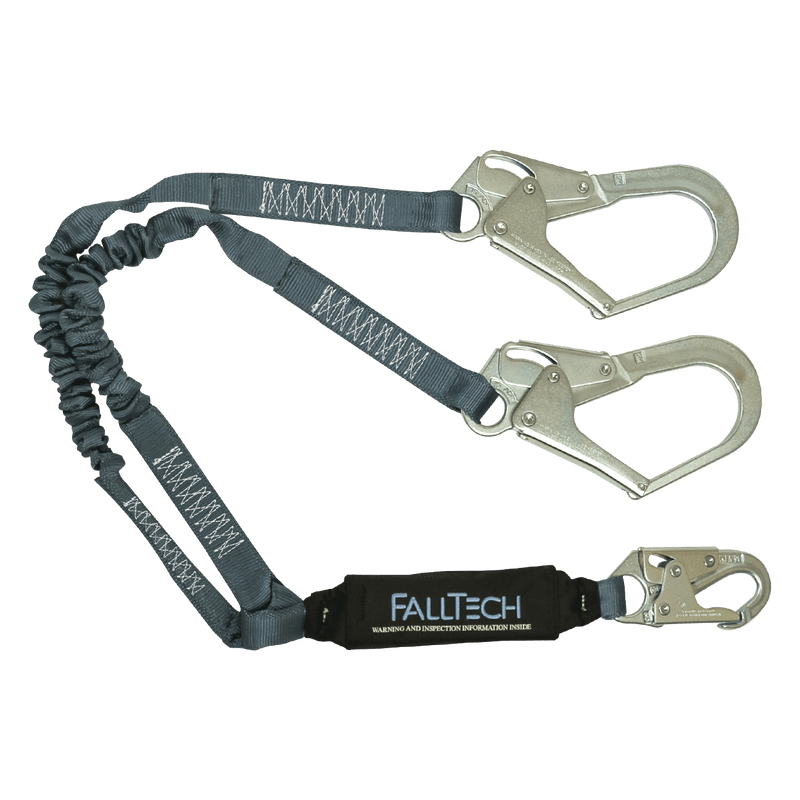 4½' to 6' ViewPack® Elastic Energy Absorbing Lanyard, Double-leg with Steel Connectors