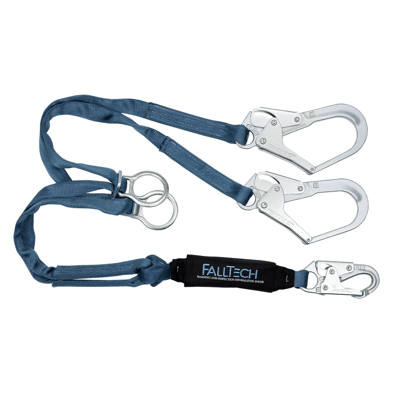 6' ViewPack® Tie-back Energy Absorbing Lanyard, Double-leg with Steel Connectors