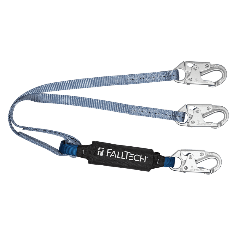 4' ViewPack® Energy Absorbing Lanyard, Double-leg with Steel Snap Hooks