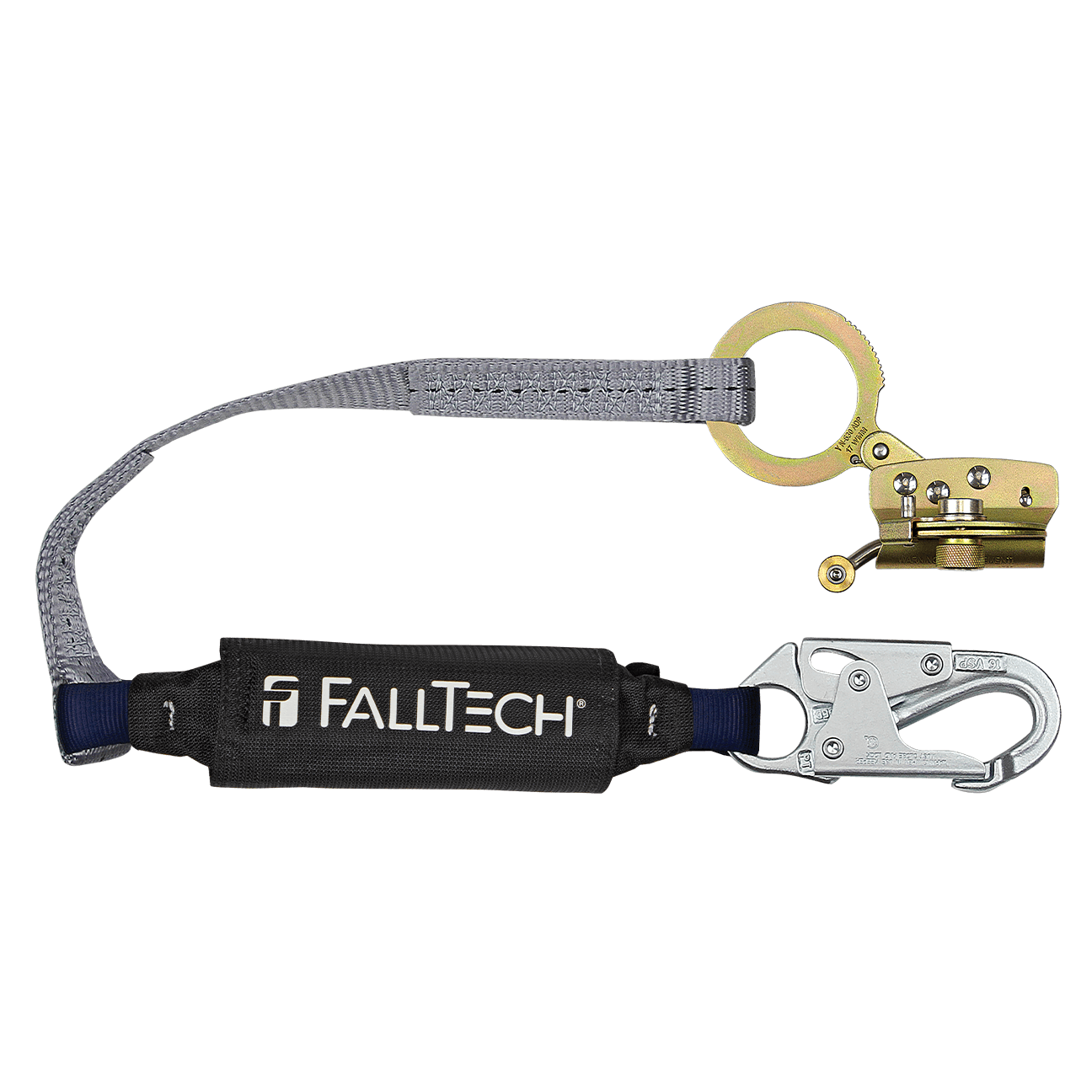 Hinged Trailing Fall Arrester with Anti-panic and 3' ViewPack® Energy Absorbing Lanyard - CSA