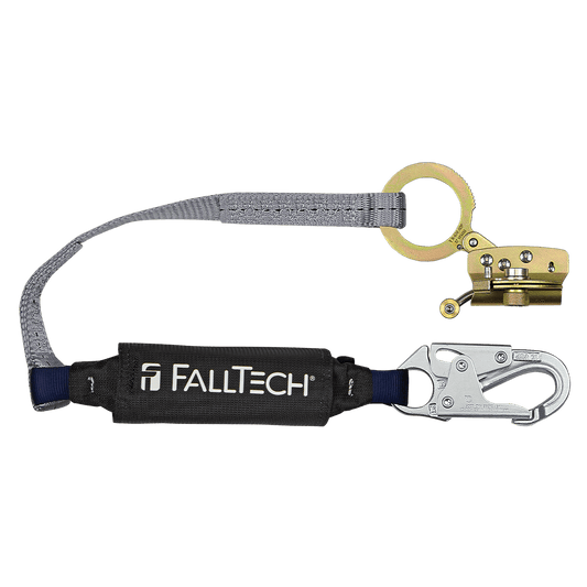 Hinged Trailing Fall Arrester with Anti-panic and 3' ViewPack® Energy Absorbing Lanyard - CSA