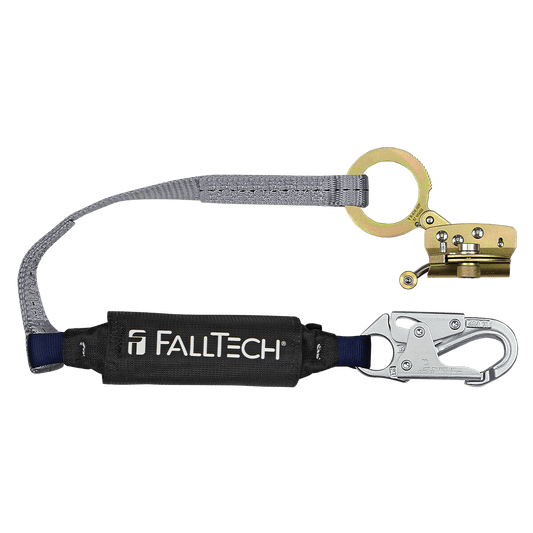 Hinged Trailing Fall Arrester with Anti-panic and 3' ViewPack® Energy Absorbing Lanyard - CSA