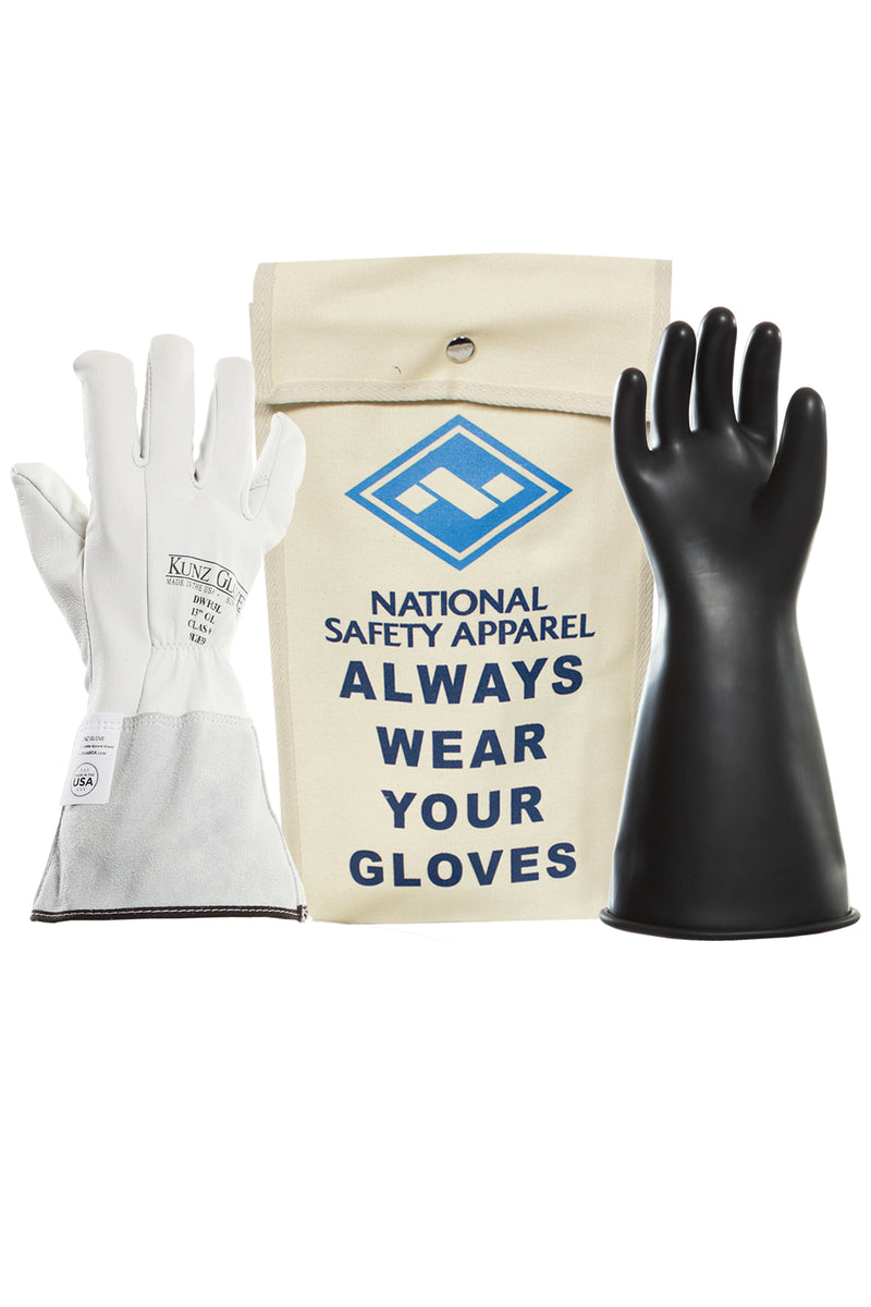 AG Safety Class 0 Rubber Voltage Glove Kit, 14"