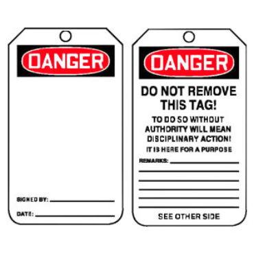 Blank Tag- OSHA Danger Equipment Status Tag