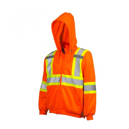 H2H Logo High Visibility Safety Hoodie with Detachable Hood, 4" Reflective Tape