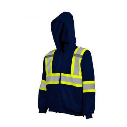 High Visibility Safety Hoodie with Detachable Hood, 4" Reflective Tape