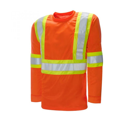 Traffic TShirt Long Sleeve with Rib Cuff Cotton 4 Reflective Tape Orange Small-C60018102