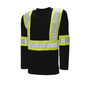 High Visibility Safety T-Shirt, Long Sleeve with Rib Cuff, Cotton, 4" Reflective Tape
