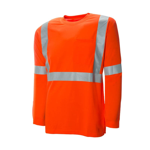 Traffic TShirt Polyester 2 Reflective Tape Long Sleeve Orange Small-C60127102