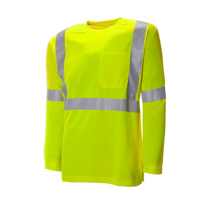 High Visibility Safety T-Shirt, Polyester, 2" Reflective Tape, Long Sleeve