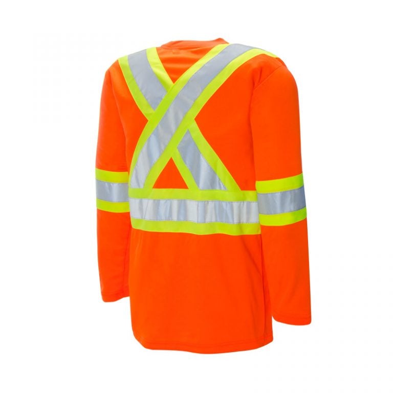 High Visibility Safety T-Shirt, Polyester, 4" Reflective Tape, Long Sleeve