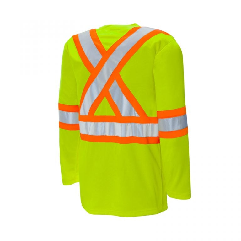 High Visibility Safety T-Shirt, Polyester, 4" Reflective Tape, Long Sleeve