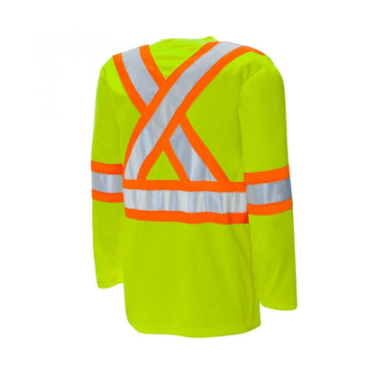 High Visibility Safety T-Shirt, Polyester, 4" Reflective Tape, Long Sleeve