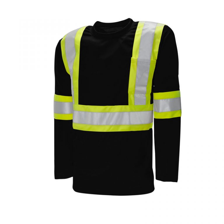 High Visibility Safety T-Shirt, Polyester, 4" Reflective Tape, Long Sleeve