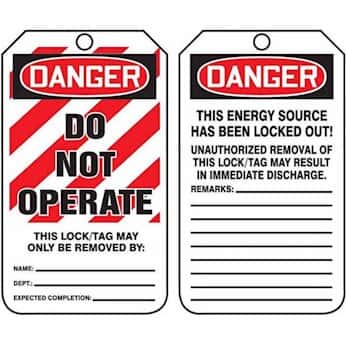 "Do Not Operate"-Lockout Tags