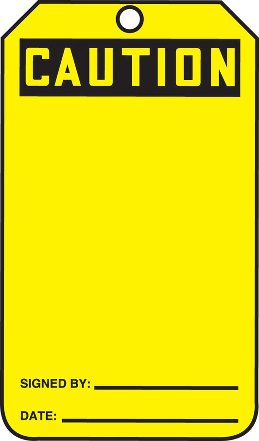 Double-sided Blank Tag- OSHA Caution Equipment Status Tag