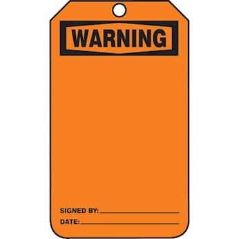 Double-sided Blank Tag- OSHA Warning Equipment Status Tag