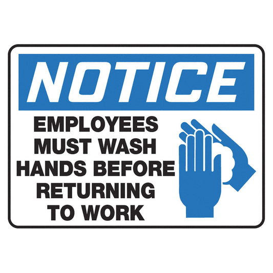 "Employees Must Wash Hands Before Work" -OSHA Notice Safety Sign
