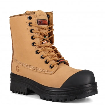 Storm Work Boots, Leather, Steel Toe, Tan
