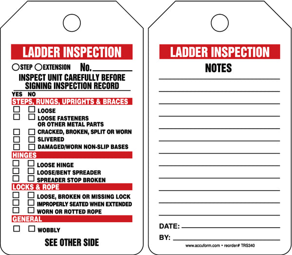 "Ladder Inspection"- Inspection and Status Record Tag