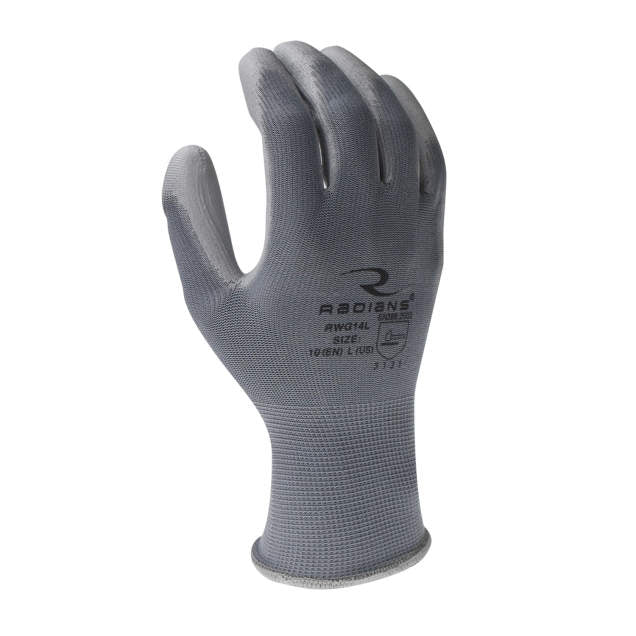 Radians Polyurethane Palm Coated Glove, 13 Gauge Polyester Shell, RWG14