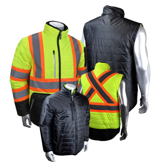 Radians Quilted Reversible Winter Jacket with Hood, Zip-Off Sleeves, CSA