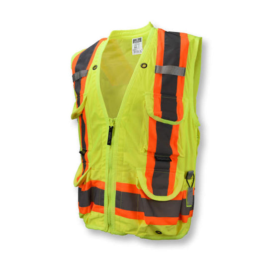 Radians SV030X-2 Heavy Duty 10-Pocket Surveyor Vest with Back Pouch X-Back