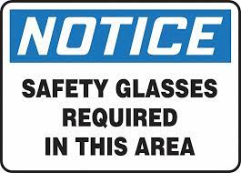 "Safety Glasses Required In This Area" -OSHA Notice Safety Sign