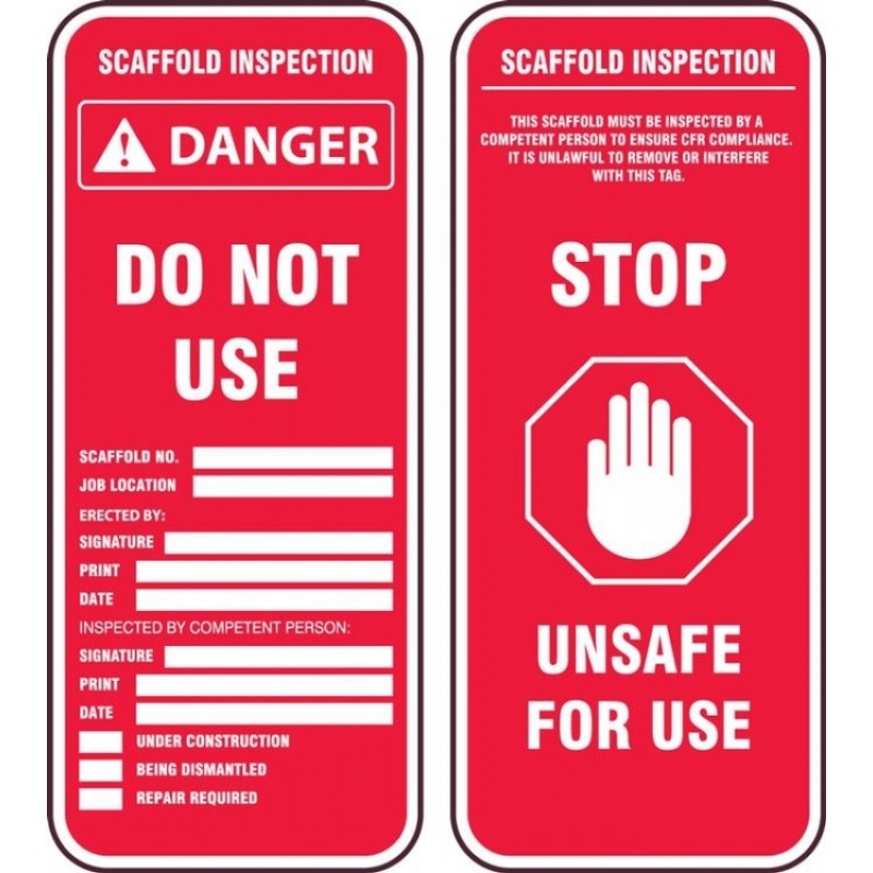 "Do Not Use"- Scaffold Status Tag (For Inspection Kit 'TSS302')