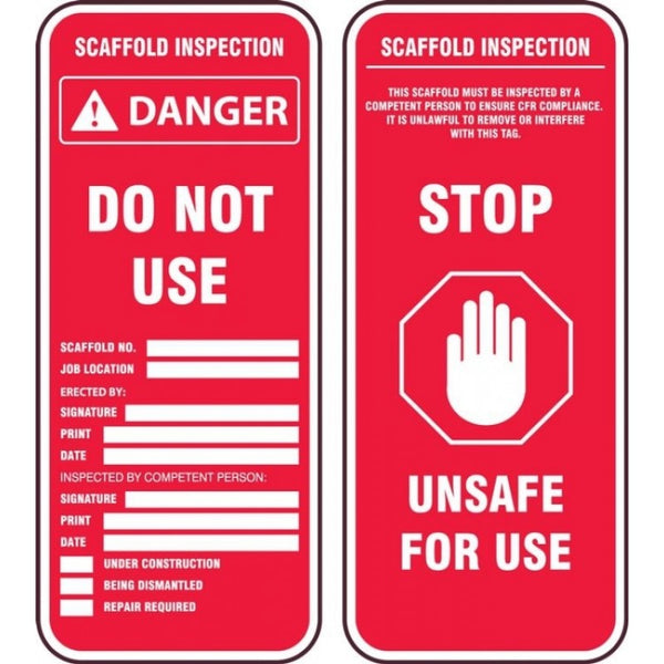 "Do Not Use"- Scaffold Status Tag (For Inspection Kit 'TSS302')