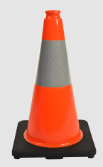 Orange Reflective Traffic Cone 18 Inch with 4 Inch Reflective Collar and Black Base
