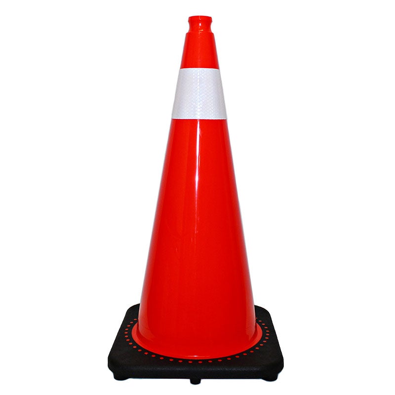 Traffic Cone with  4 Cone Collar 28 7lbs Orange with Black Base-TC2807OK04