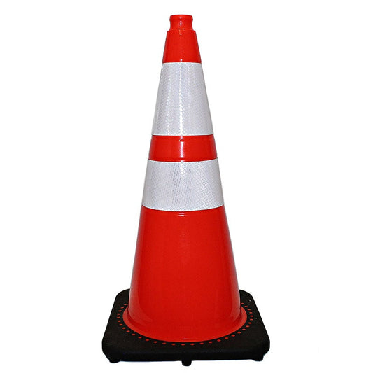 Traffic Cone with  6 Upper and 4 Lower Collar  28 7lbs Orange with Black Base-TC2807OK10