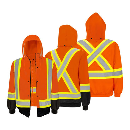3in1 Winter Traffic Jacket 4 Reflective Tape Lime Green Small-TJ3LBS