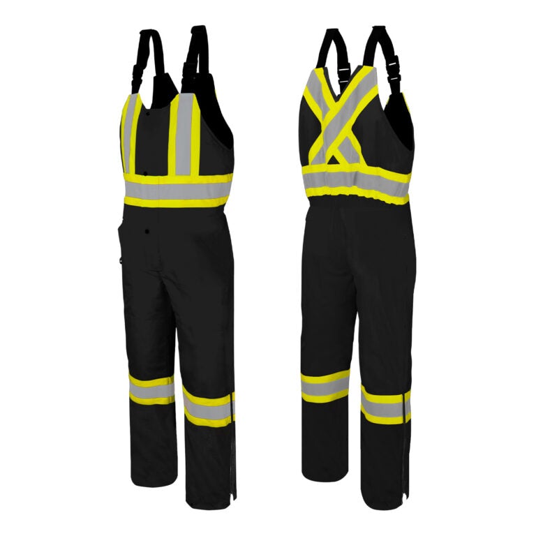 Winter Traffic Bib Overalls 4 Reflective Tape Black Small-TO1BKS