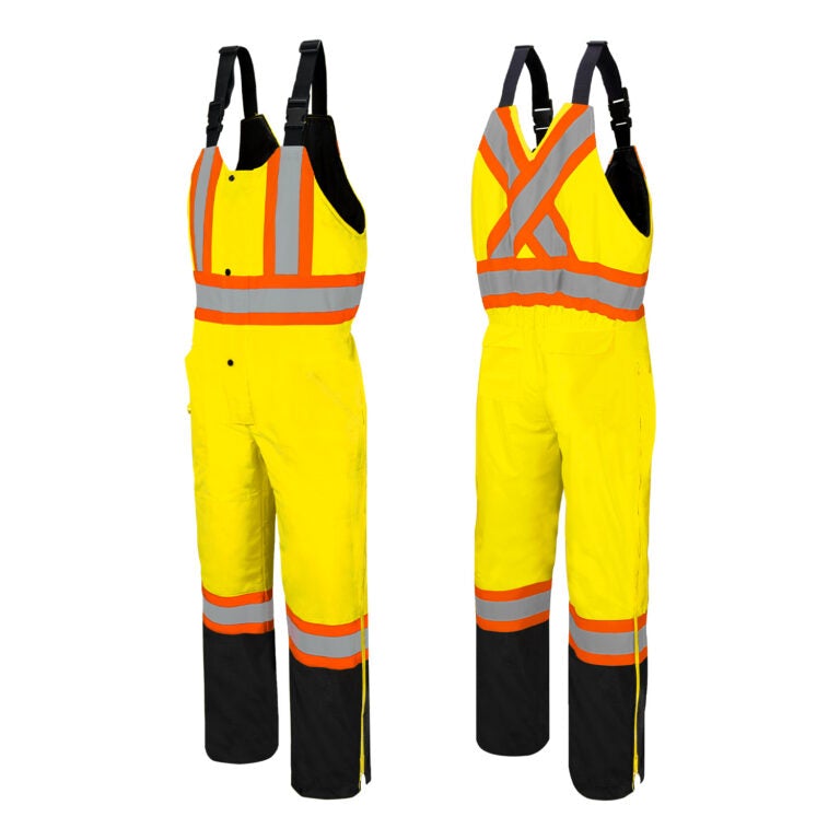 Winter Traffic Bib Overalls 4 Reflective Tape Lime GreenBlack Small-TO1LBS