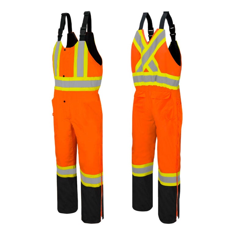 Winter Traffic Bib Overalls 4 Refl. Tape OrangeBlack Small-TO1OBS