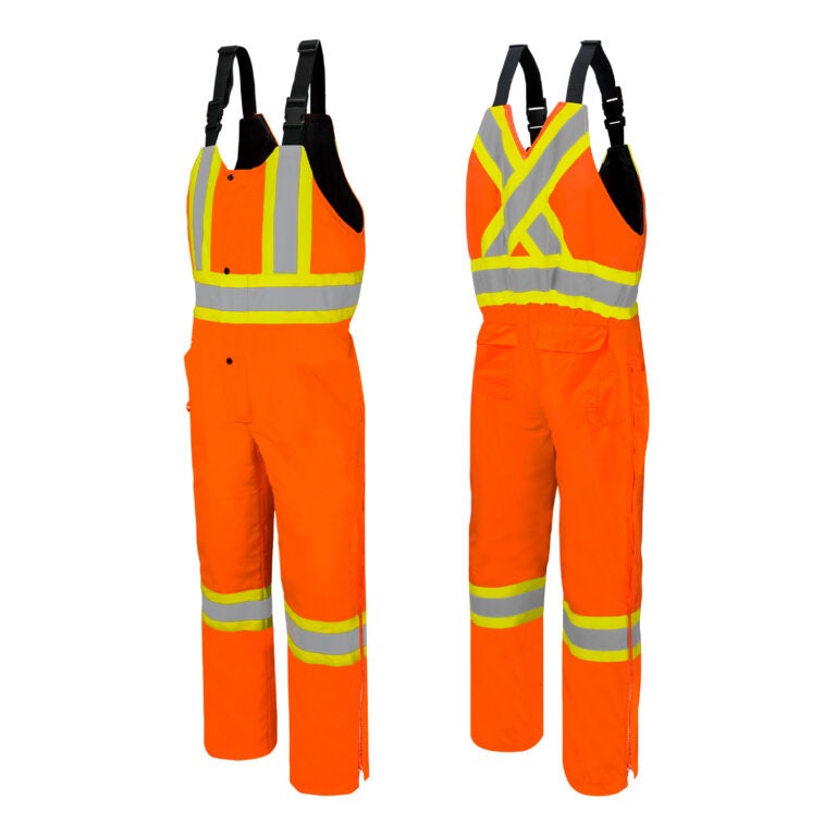 Winter Traffic Bib Overalls 4 Reflective Tape Orange Small-TO1ORS