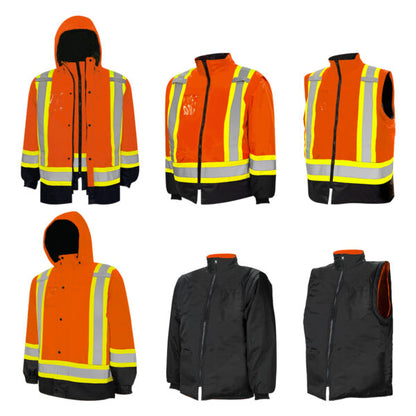 High Visibility 6-in-1 Winter Safety Parka
