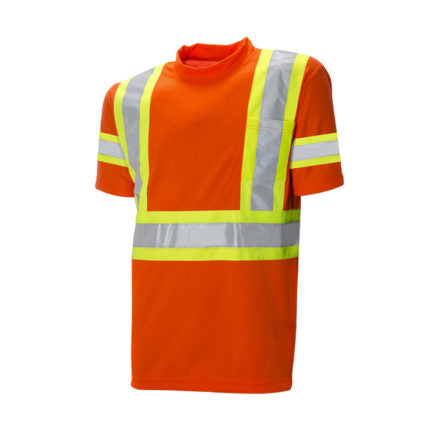 Short Sleeve Polyester Traffic T-Shirt with Extra Reflective Arm Band Class 2, Level 2