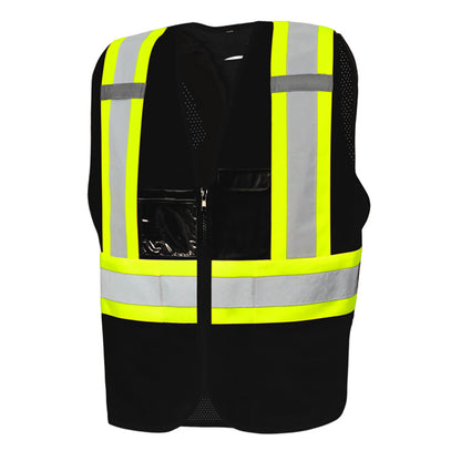 High Visibility Traffic Vest w/ Zipper, 4" Refl. Tape, 8 Pockets