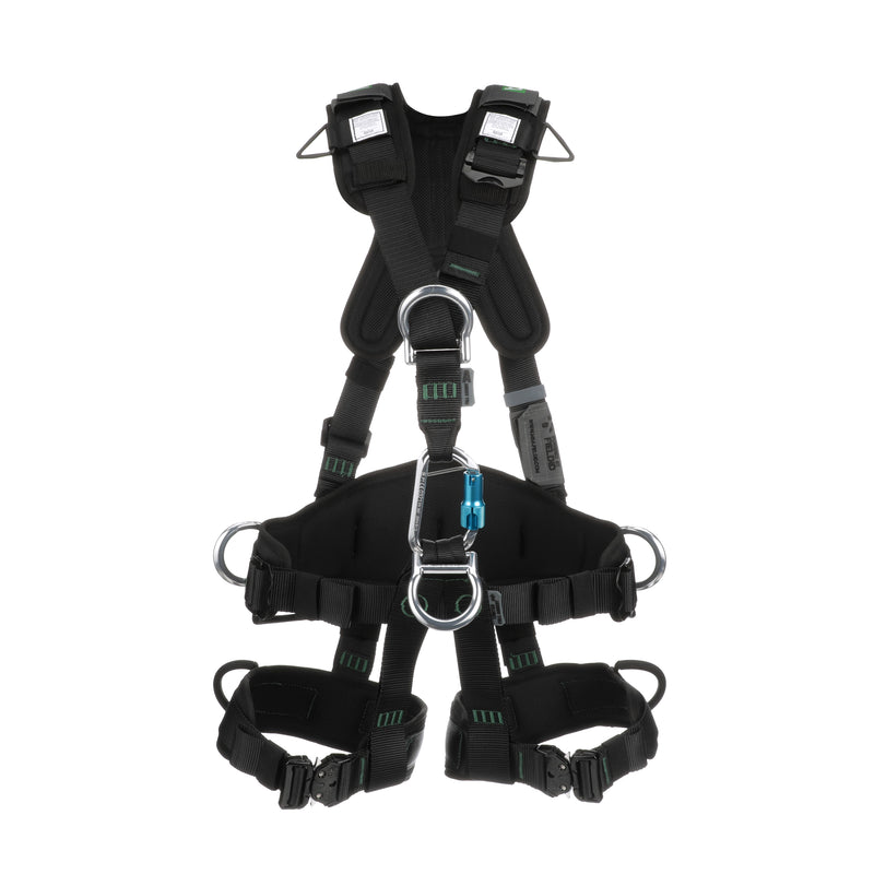 Gravity Suspension Harness, Aluminum BACK, FRONT, VENTRAL & HIP D-rings, Lumbar, Shoulder-Leg Padding, Black Web, Medium