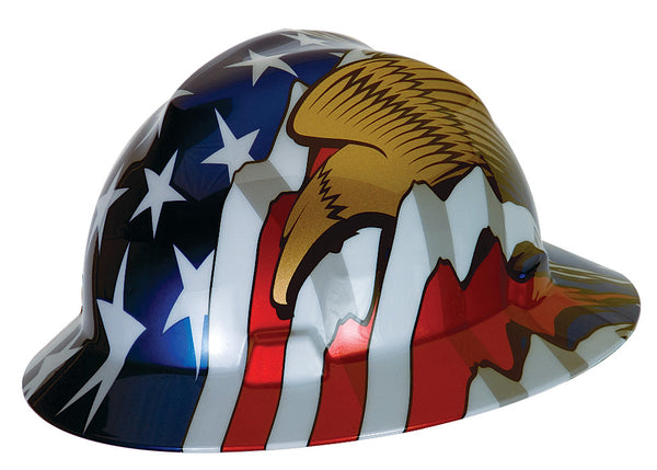American Freedom Series V-Gard Slotted Protective full brim Hat Hat, American Flag w/2 Eagles Fas-trac