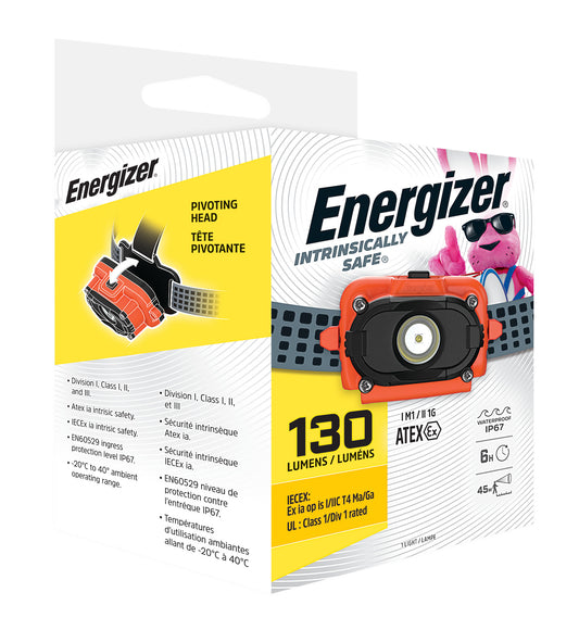 Energizer Intrinsically Safe LED Light Headlamp, 130 Lumen, IP67 Waterproof, Impact-Resistant Emergency Light, Ideal Wearable LED Flashlight For Industrial Use, Batteries Included