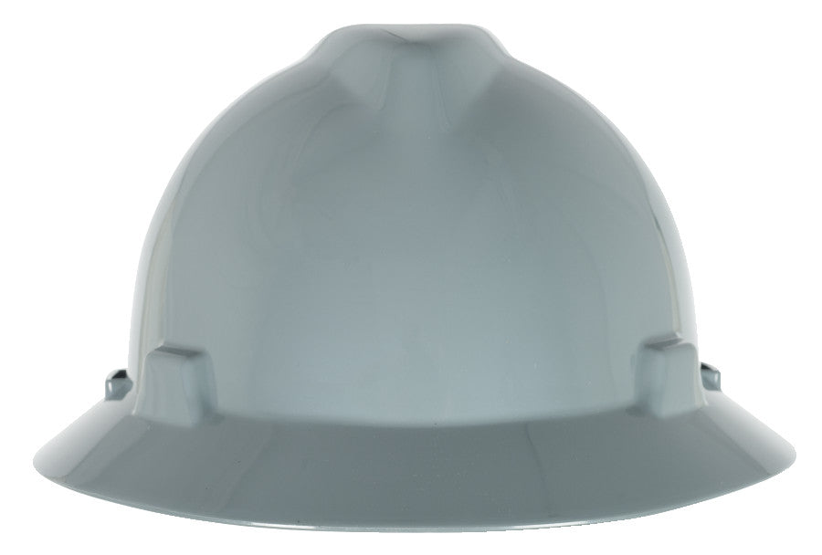MSA 475367 V-Gard Slotted Full-Brim Hat, w/Fas-Trac III Suspension, Gray