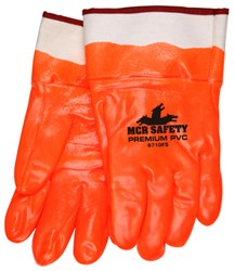 PVC Coated Insulated Work Gloves, Hi-Vis Orange, Smooth PVC, Protective Safety Cuff - Dozen