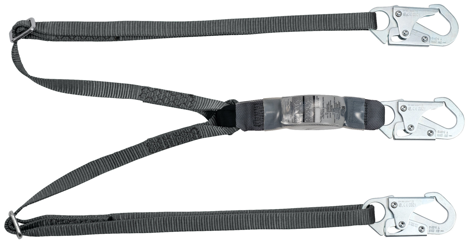 V-Series standard twin-leg adjustable energy absorbing lanyard, 6', Small Snap Hook small snaphooks, CSA Z259.11-17, Lightweight Worker