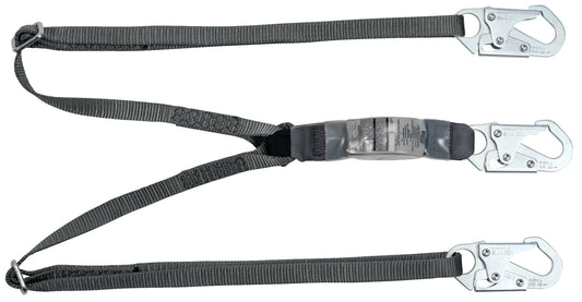 V-Series standard twin-leg adjustable energy absorbing lanyard, 6', Small Snap Hook small snaphooks, CSA Z259.11-17, Lightweight Worker