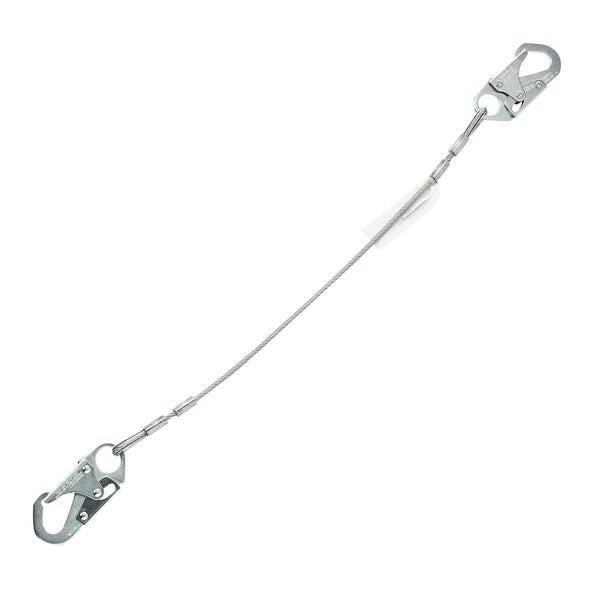 V-Series cable single-leg fixed restraint lanyard, 3', Small Snap Hook small snaphooks, ANSI Z359.3-2017
