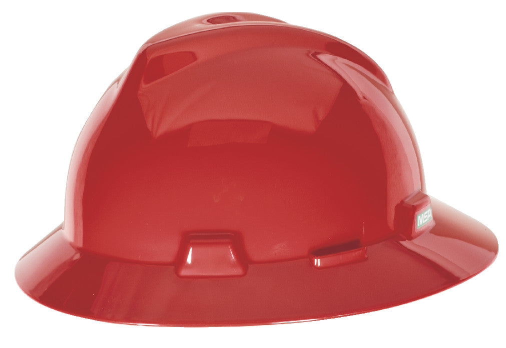 V-Gard Slotted full brim Hat, Red, w/Staz-On Suspension